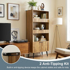 Bathroom Storage Cabinet Set of 2, 47.2" Wide 5-Tier Freestanding Pantry Cabinet with 6 Extra-Large Drawers & 2 Open Shelves, Fluted Floor Organizer Cupboard for Kitchen, Living Room, Yellow Oak