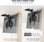 Motorized Ceiling TV Mount Flip Down with Remote for 37-75‘’ TVs, Black | Space Saving and Adjustabe, Fits Flat and Pitched Roof, Electric Drop Down TV Mount, Max VESA 600x400 mm, Max holds 99lbs