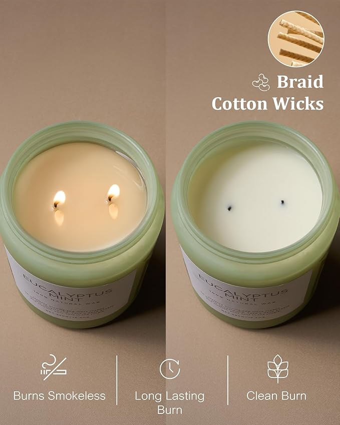 M&SENSE Eucalyptus & Mint Candles for Home Scented, 19.4oz 110 Hours Burn Soy Aromatherapy Candle Gift for Stress Relief, Meditation, Yoga, Relaxing SPA, Natural Soy Wax for Men and Women
