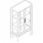 3-Tier Lighted Glass Display Curio Cabinet with 2 Tempered Glass Doors,Curio Case with Mirrored Back Panel & Adjustable Shelves,Wine Artwork Display Cabinet for Living Room,Kitchen(Oak_2)