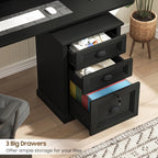 Halitaa Vertical File Cabinet, Filing Cabinet with 3 File Drawers & Lock, Farmhouse Small File Cabinet Fits Letter/A4 Size, Wooden Printer Stand, Home Office Cabinet, Black