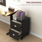 HOMCOM Vertical Filing Cabinet with 2 Drawers Lockable File Cabinet Black | Adjustable Hanging Bars, for A4 and Letter, for Home Office