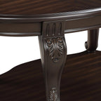 22'' Round End Table Solid Wood Sofa Side Table with Storage Shelf, Living Room Corner Table Retro Accent Table with Espresso Finish, Easy Assemble Round Bedside Table Night Stand for Small Space
