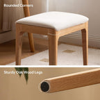 Solid Wood Small Vanity Stool Chair, High-Rebound Sponge Seat, Easy Assembly Makeup Chair, Footstool for Bedroom, Dining Room, Entryway, Natural Oak