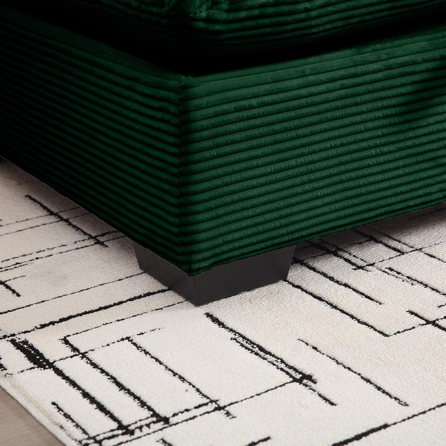 Corduroy Fabric Ottomans Footrest to Combine with 2 Seater Sofa, 3 Seater Sofa and 4 Seater Sofa, Green Corduroy