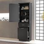 Merax 68.4" Pantry Cabinet with One Door & Two Drawers, Adjustable Shelves Storage Cupboard for Kitchen/Dining Room/Bathroom, Black