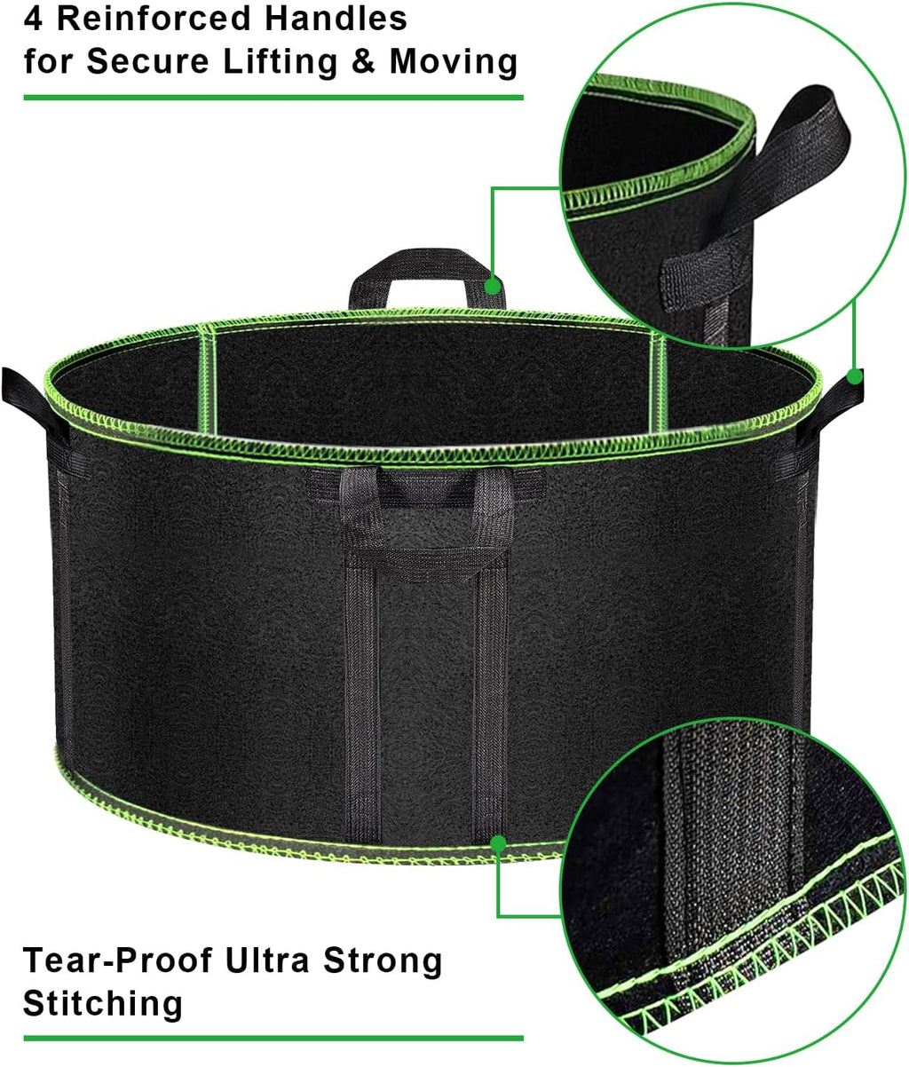 Grow Bags of 3-Pack 50 Gallon, Garden Planter Bags with Handles, 320GThickened Nonwoven Fabric Aeration Planting Pots, Heavy Duty Cloth Pots for Plants, Black