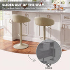 YOUNUOKE Bar Stools Set of 2 Modern Swivel Bar Stools, Khaki | PU Leather Adjustable Counter Height Stool with Low Back, Comfy Barstools for Kitchen Island, Cafe Bar
