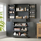 72" Fluted Kitchen Pantry Cabinet with Anti-Tip Safety, Free Standing Versatile Storage Cabinet with Drawers and Adjustable Shelves for Kitchen, Living Room, Dining, Office (Black)
