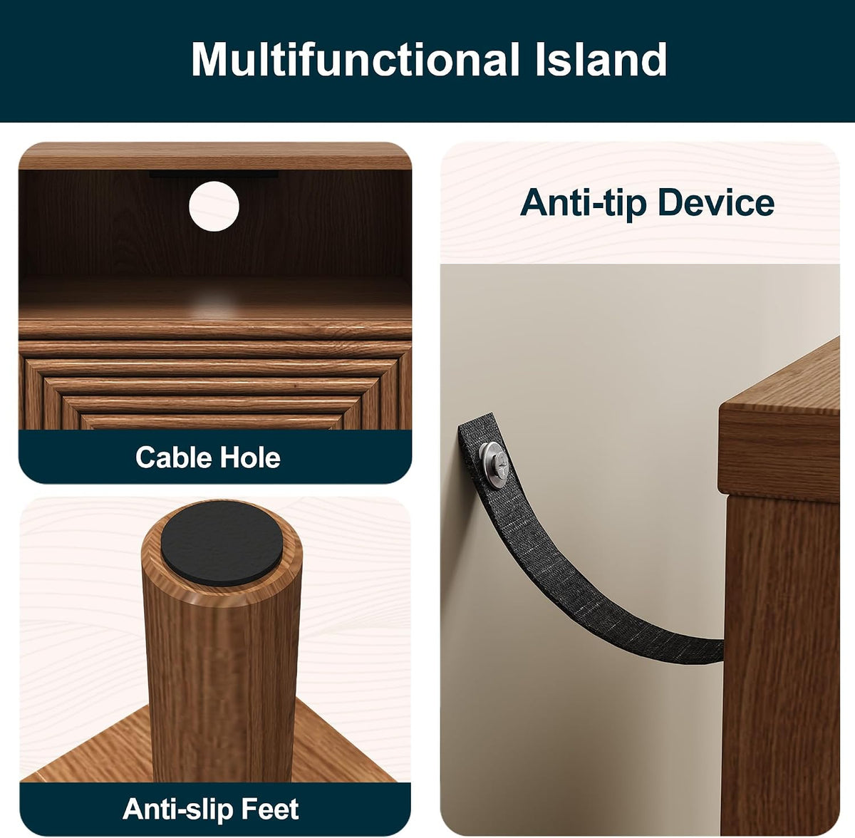 RoyalCraft Walnut Nightstand Set of 2, Night Stand with Charging Station | Mid-Century Modern End Table for Living Room, Side Table with Solid Wood Legs, Bedside Table for Bedroom, Entryway