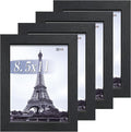 VCK 8.5x11 Picture Frame Set of 4 - Black, Gallery-Quality Wood Poster Frames, 1.1-Inch Wide Border, Polished Plexiglass, Vertical or Horizontal Wall & Tabletop Display for Photo/Art/Prints, Black