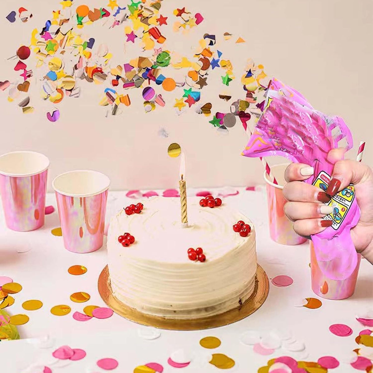 Rainbow Metallic Foil Confetti 8000 Pcs Multicolor Shiny Round Table Confetti for Fill Balloon Wedding Graduation Party Decorations,60g of pack