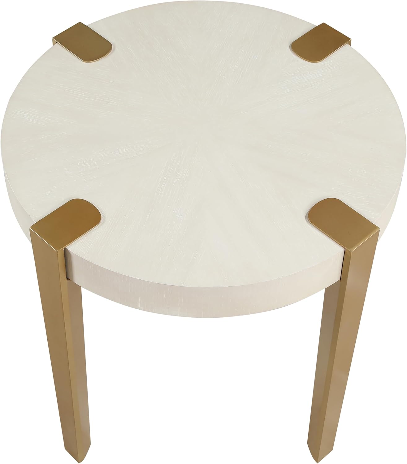Steve Silver Furniture Gracie End Table, 24" H Table, Contemporary/Modern Design, Satin Gold Finished Metal Legs, 300lb Capacity, Living Room, Bedroom, 23.5" L x 23.5" W x 24" H, White