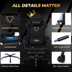 GTPLAYER Video Gaming Chair Fabric, Ergonomic Computer Chair with Footrest and Pocket Spring Cushion, Height Adjustable Video Gamer Chair with Lumbar Support for Adults, Black