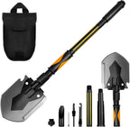 28" Tactical Folding Shovel Military Multi-Tool - Entrenching Tool with Pick/Axe/Saw, Carry Case - Portable for Car, Camping,Snow, Hiking, Survival Gear