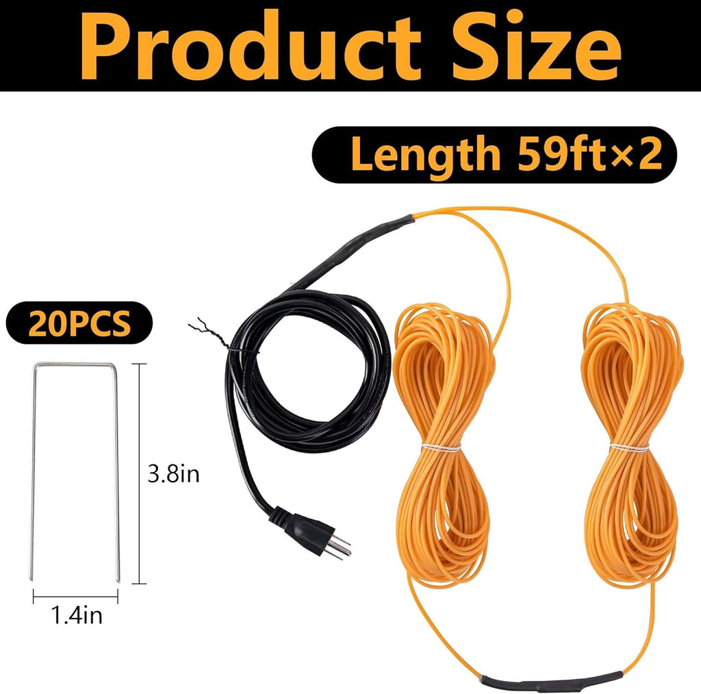 Adnee 118Ft Thermostatic Soil Heating Cable,Rubber Heating Warming Cable with Thermostat and Ground Stakes,Plant Soil Heater Cable for Cold Frame,Graden,Greenhouse Seed Grow