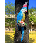 Teaeeno Tropical Hanging Parrot for Outdoors,Tropical Bird Wall Decor, Tiki Outdoor Decor,Home Ornament Decor for Tiki Bar,Perfect for Yard Ornaments,Tree Decorations Outdoor,Patio,Lawn,Tree Trunk