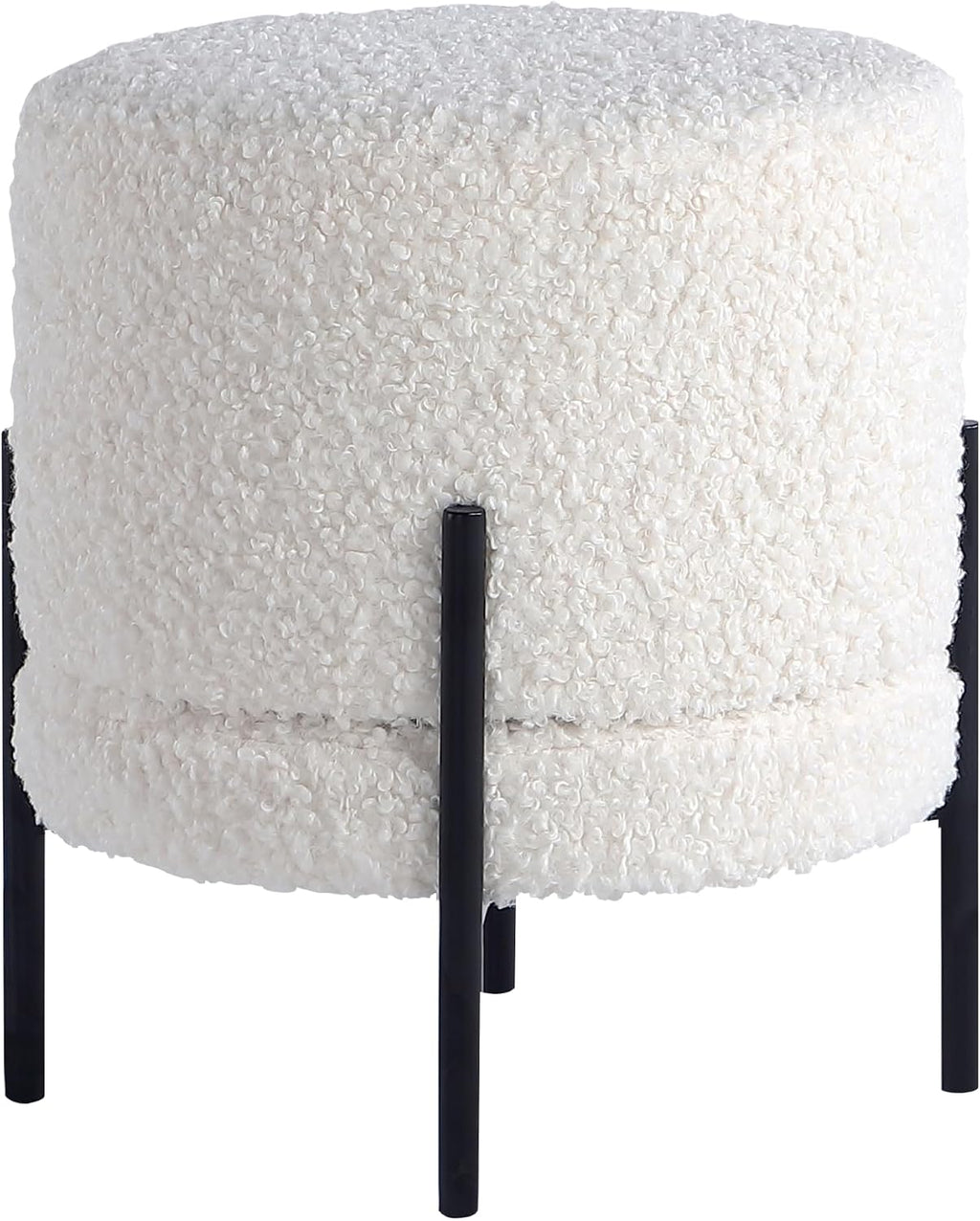Get Set Style Multifunctional Ottoman with Side Table, Soft Round Footrest Stool,Vanity Stool with Metal Legs, Modern Decorative Furniture Vanity Chair for Makeup Room, Bedroom, Living Room