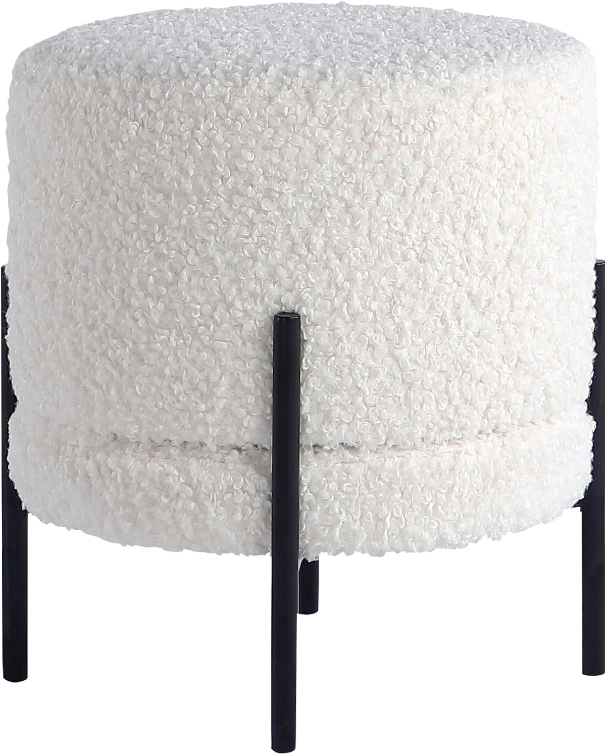 Get Set Style Multifunctional Ottoman with Side Table, Soft Round Footrest Stool,Vanity Stool with Metal Legs, Modern Decorative Furniture Vanity Chair for Makeup Room, Bedroom, Living Room