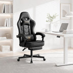 Office Desk Computer Gaming Chair for Adults, Ergonomic High Back Gamer Chair with Massage and Pocket Spring Cushion, Swivel Comfy Video Game Chairs with Footrest and Lumbar Support (Black)