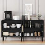 Black Storage Cabinet with Doors, Modern Accent Cabinet, Free Standing Cabinet with Adjustable Shelf, Wooden Buffet Sideboards for Living Room, Kitchen, Dining Room, Entryway