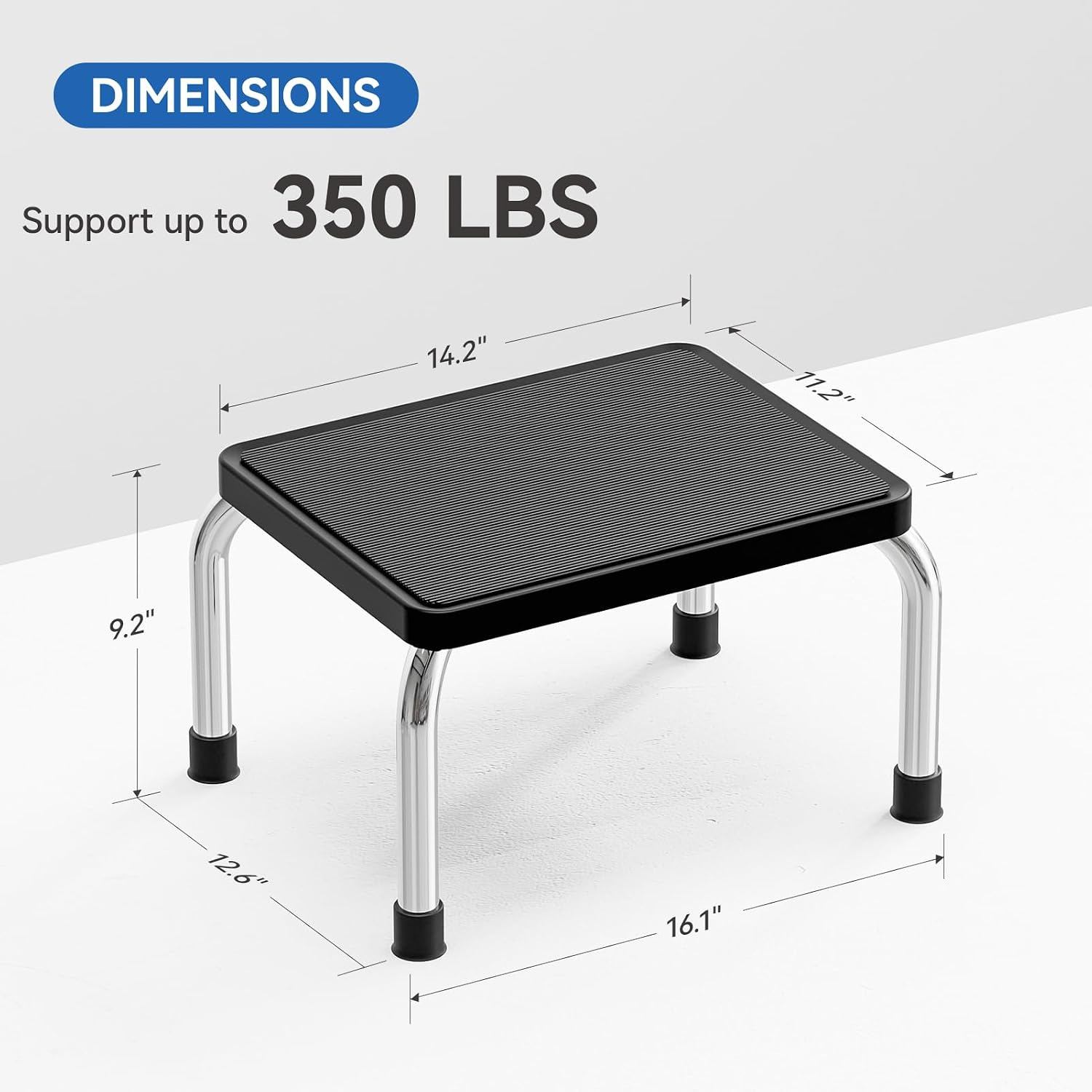 Loyoda Step Stool for Adults, 350 lb Steel Foot Stool, Non-Slip Rubber Pad | 9.2 in high portable step stool with rubber feet and wide stable base, ideal for kitchen, bathroom, closet, RV, and home use