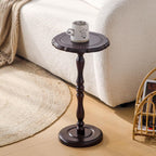 100% Solid Wood Round Side Table, Small Drink Table for Small Spaces, Modern End Table Accent Nightstand for Bedroom, Living Room, Corners and Office, Brown
