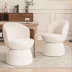 Kidol & Shellder Swivel Accent Chair Set of 4 Modern Comfy Swivel Barrel Dining Chair Upholstered Armchair Single Sofa Side Chairs for Dining Room Living Room Bedroom White