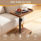 End Table C Table Adjustable Height, 360°Swivel TV Tray Table for Small Spaces, Couch Tables that Slide Under, C Shaped Side Tables Living Room and Bedroom for Sofa, Bed,Chair, Snack