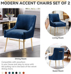 Dining Chairs, Accent Chairs Set of 4, Modern Upholstered Kitchen Dining Chairs with Gold Legs, Fabric Tufted Velvet Living Room Chairs for Reception Room Bedroom Kitchen(Navy Blue)
