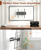 TV Wall Mount for 32-65 inch TVs, Full Motion Wall Mount TV Bracket | Articulating Dual Arms, Swivel Tilt Extension, Max VESA 400x400mm, Fits 12" 16" Wood Studs up to 77 lbs