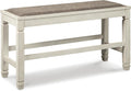 Signature Design by Ashley Bolanburg Double Upholstered Bench, Counter Height, Whitewash