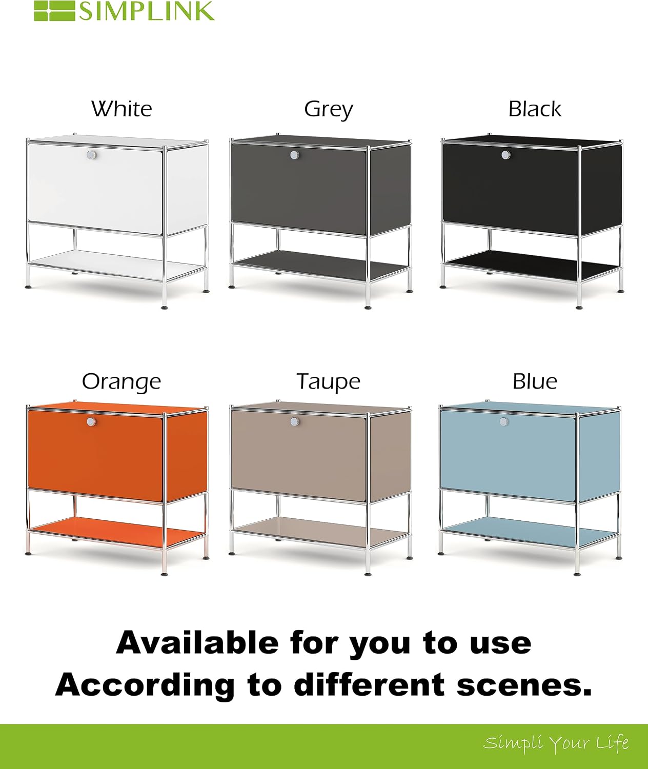Metal Nightstand, Mid-Century Modern Bookshelf, Flap Door 27.5 | Sleek Modern Design,Space-Saving, Cube Storage Organizer, Bedside Table, Entryway Console for Home, Office, or Foyer