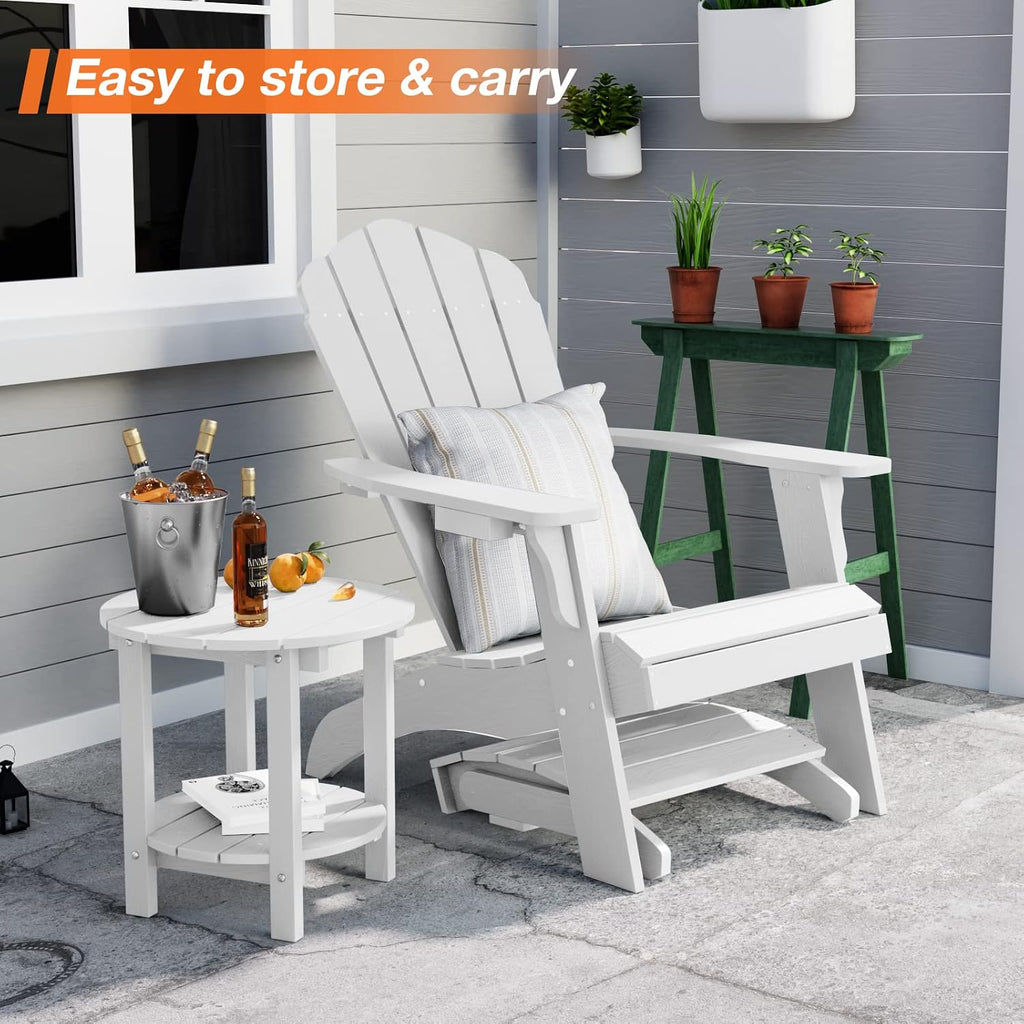 YEFU Adirondack Ottoman Set of 2, Patio Foot Rest, Adirondack Foot Rest, Folding Adirondack Footstool, Weather Resistant for Adirondack Chair, Widely Used for Outdoor, Porch, Backyard, Fire Pits-White