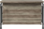 Antique Oak and Sandy Grey 5-Shelf Kitchen Island with Wood+Metal | Wood and metal construction with rustic and modern design