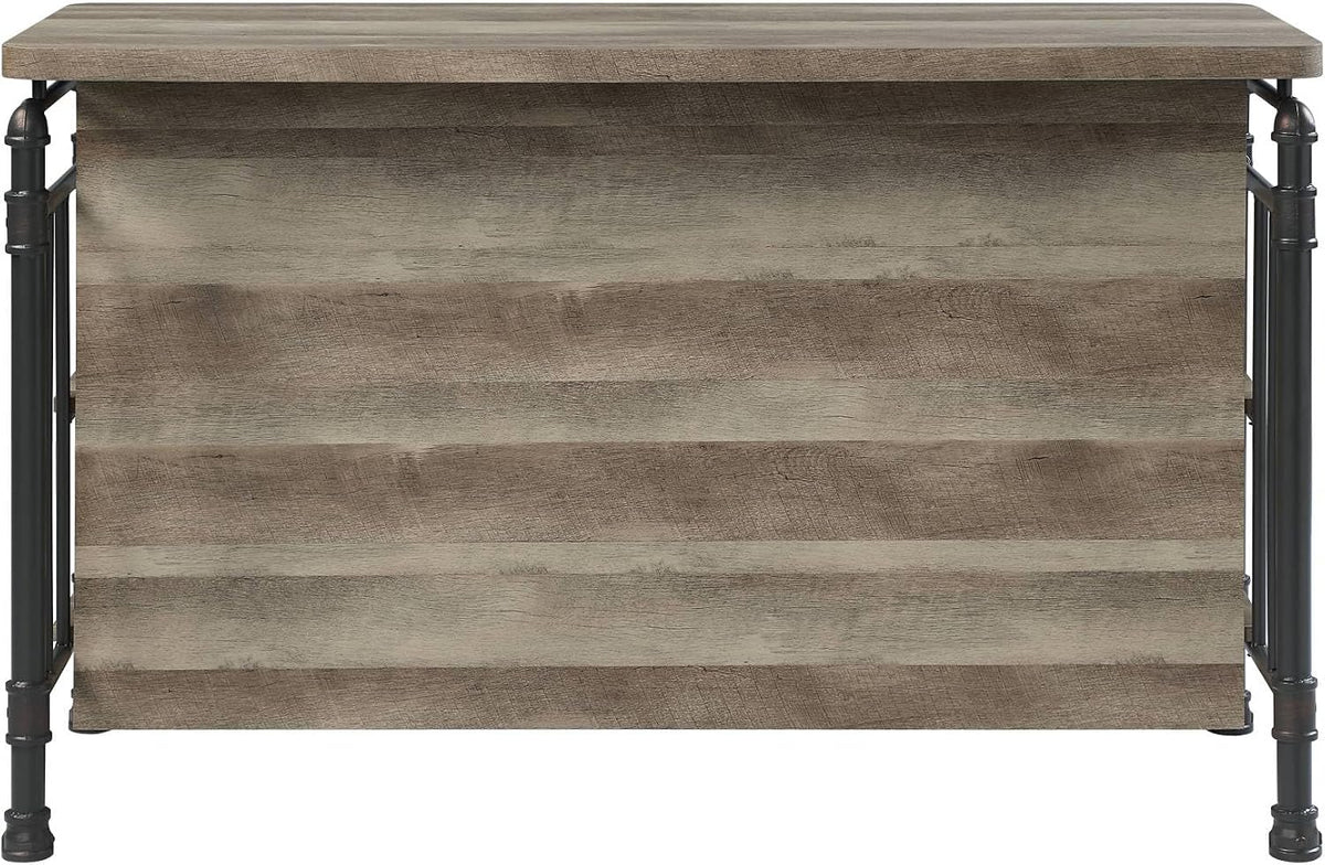Antique Oak and Sandy Grey 5-Shelf Kitchen Island with Wood+Metal | Wood and metal construction with rustic and modern design