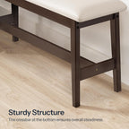 HOOBRO Dining Bench, Bamboo Dining Room Bench with PU Leather Upholstered Seat, for Kitchen, Living Room, Hallway, Kitchen, Entryway, Beige and Brown CE13CD01