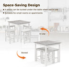 Tangkula 5-Piece Counter-Height Bar Table Set, Faux Marble Square Table & 4 PVC Leather Bar Stools w/Rubber Wood Legs, Modern Dining Set for Kitchen, Breakfast Nook & Small Spaces (White)