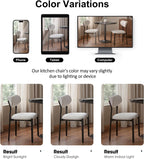 Dining Chairs, Modern Upholstered Fabric Kitchen Chairs | Textured Fabric, Curved Back, Upholstered Seat, Metal Frame, Dining Room, Kitchen, Breakfast Nook, Restaurant, White