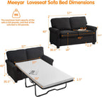 Pull Out Sofa Bed with Mattress, 57" Convertible Sofa Bed Loveseat, Twin Sleeper Sofa Couch with Pocketed Coil Seating, Upholstered Fabric Sofa Bed for Small Spaces,Black