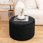 Asuprui 20x14 Inch Unstuffed Ottoman Pouf Cover – Lightweight Foot Rest, Floor Bean Bag Chair, Storage Pouf for Living Room, Bedroom & Balcony (Filler Not Included) (Black)