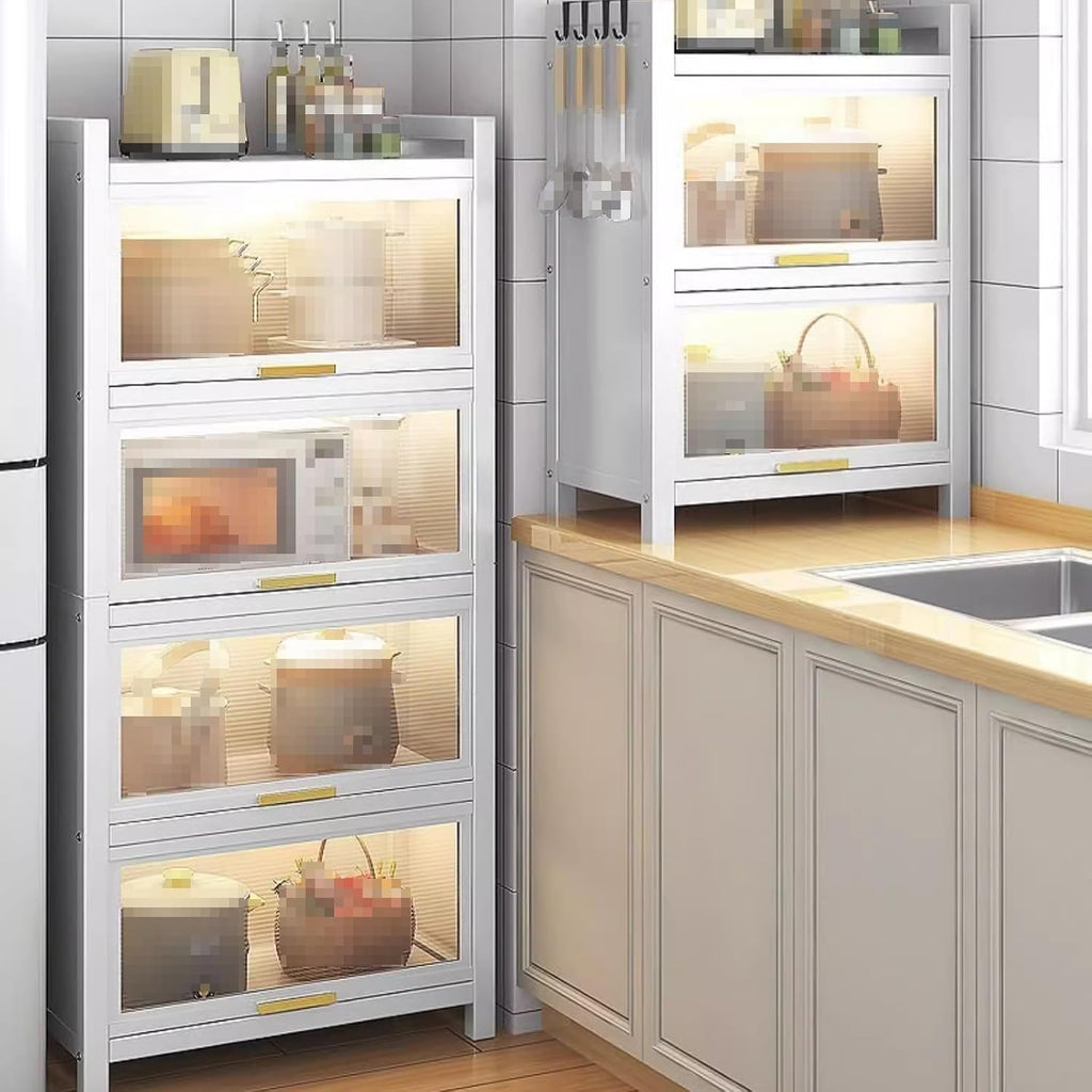 Pantry Cabinets for Kitchen Storage, Made of Carbon Steel Single Layer can Support 200 Pounds, Kitchen Pantry Cabinet for Kitchen Living Room Balcony(White,100 * 42 * 153cm)