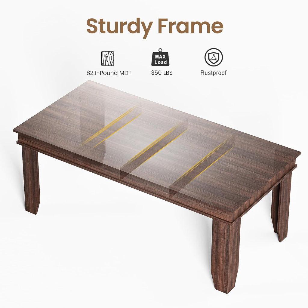GAOMON Farmhouse Dining Table for 6-8 People, 71" Long Wood Kitchen Table with Sturdy Frame & Rustic Wooden Finish, 6-8 Seats Large Rectangular Tables for Dinner, Kitchen, Dining Room