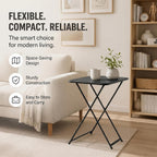 26 Inch Adjustable Height Personal Folding Table - Lightweight Portable Desk for Small Spaces, Dorm Room, TV Tray, Craft Table & Camping - Easy Fold Flat Storage, No Assembly Required, Black
