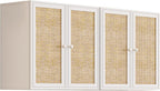 Laundry Room Cabinets with Lights, 24INCH Bathroom Cabinets Wall Mounted with Adjustable Shelves, Rattan Wall Cabinet for Bedroom, Kitchen, Bathroom (2PCS, White)
