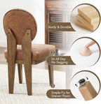 Hyfirm Mid-Century Modern Walnut Dining Chairs Set of 4, Vintage Brown Leather Wooden Kitchen Chairs, Retro Upholstered PU Cushioned Seat with Curved Backrest, Armless Accent Side Chair for Bedroom