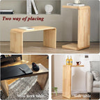 C-Shaped Side Table Solid Wood End Table for Couch (2, 27.2" H-Natural) | Suitable for Sofa and Bed, Wooden C Tables for Living Room Bedroom, Small Snack Tray Table for Space Saving