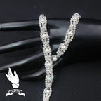 PEARLY JUN 2 Yards Pearl Rhinestone Trim Chain Silver Crystal Fringe Diamond Applique Ribbon String Tassel Strip for Sewing Wedding Dress Crafting Crafts Flower Embellishments