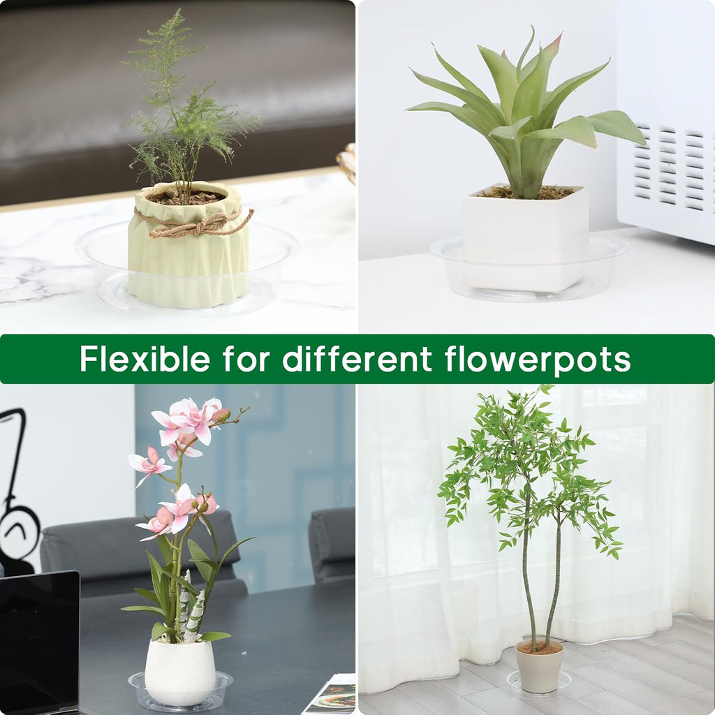 JERIA 10 Inch 20 Pack Clear Plant Saucers,Plastic Flower Pot Trays,Round Durable Plant Drip Trays for Indoor and Outdoor
