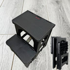 2-Step Folding Stool Ladder,Non-Slip Portable Collapsible Step Stool for Kitchen Bathroom Home RV Closet Office, 16.5" Heights, Holds 300 lbs,Foldable Lightweight Design only 4.6Ibs (Black)